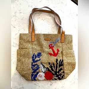 Vera Bradley Woven Embroidered Straw Tote